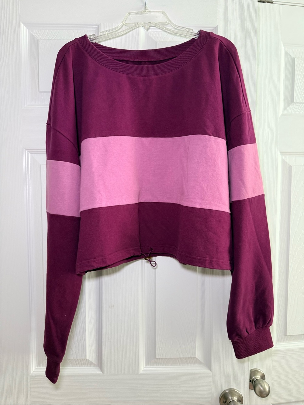 BuffBunny Colorblock Pullover Sweatshirt in Plum and Pink